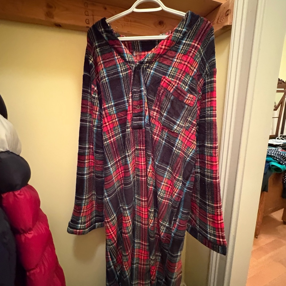 Fuzzy Plaid Flannel Nightgown